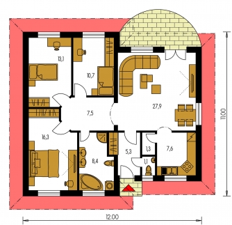 Plan de sol du rez-de-chaussée - BUNGALOW 94